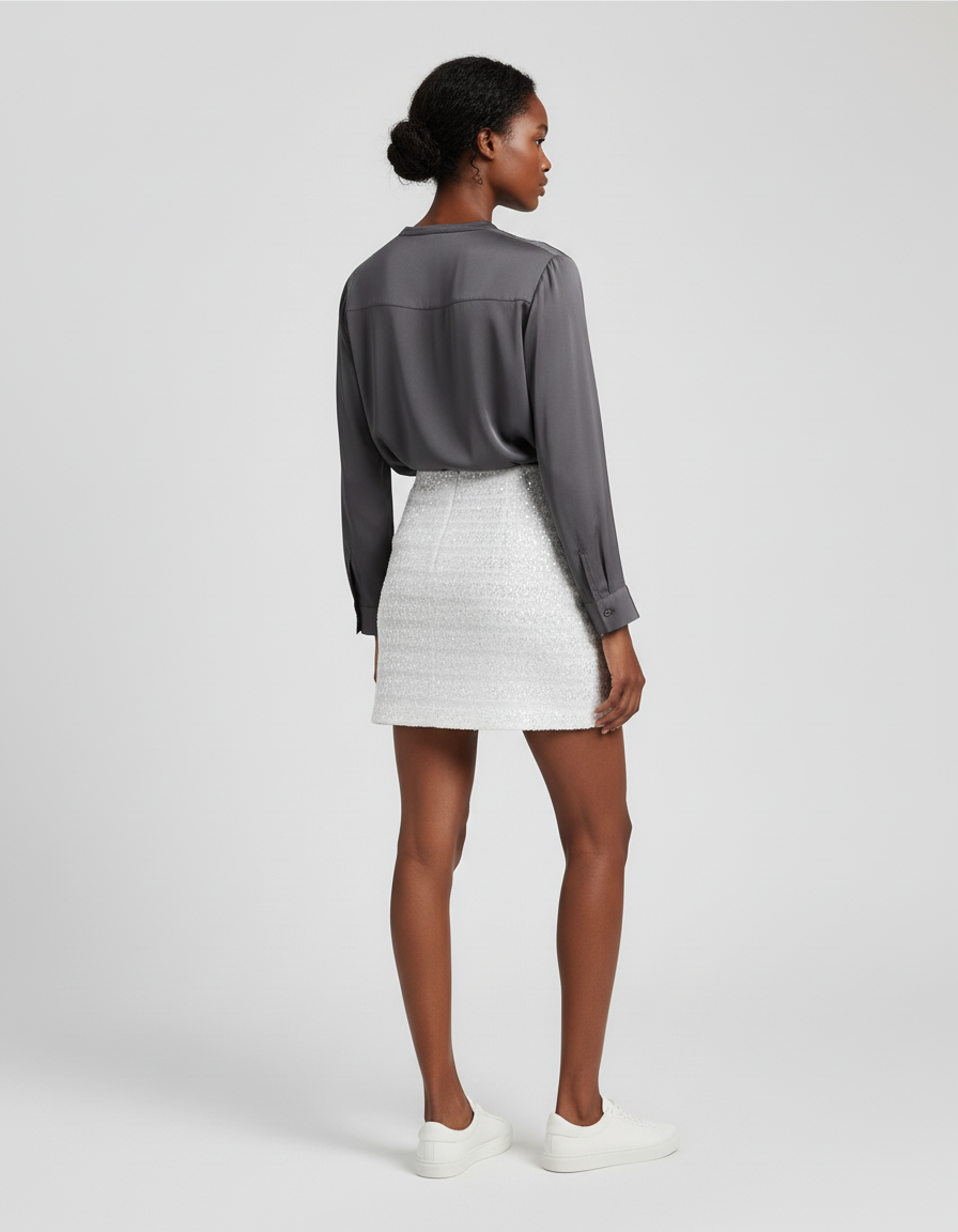 Jupe Paillette Blanche A-Line Chic