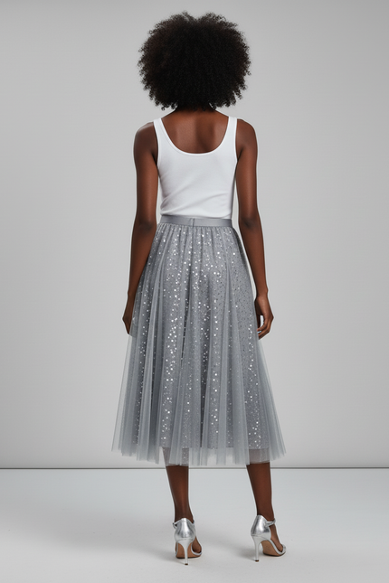 Jupe Paillette Grise