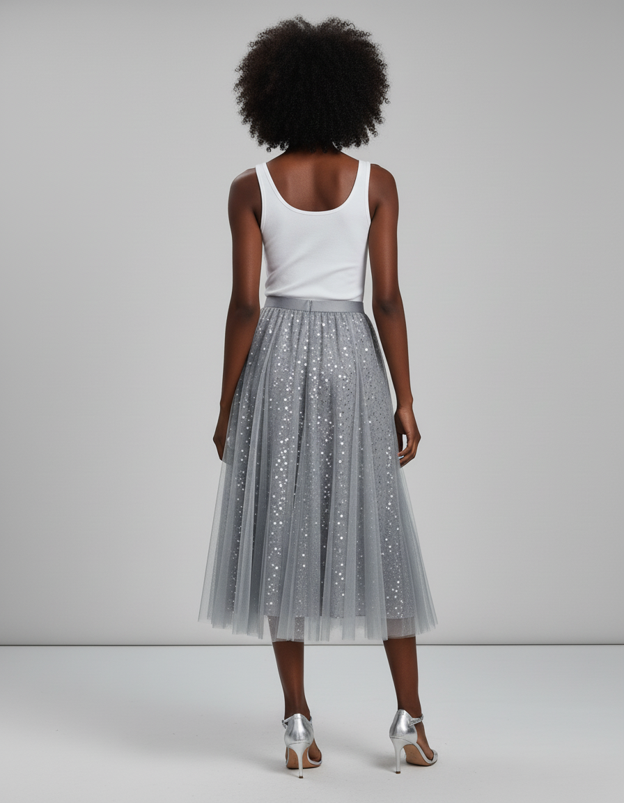 Jupe Paillette Grise