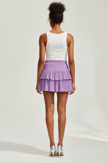 Jupe Paillette Violette Volants Plissée