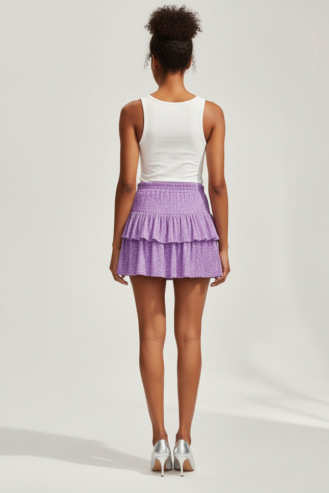Jupe Paillette Violette Volants Plissée