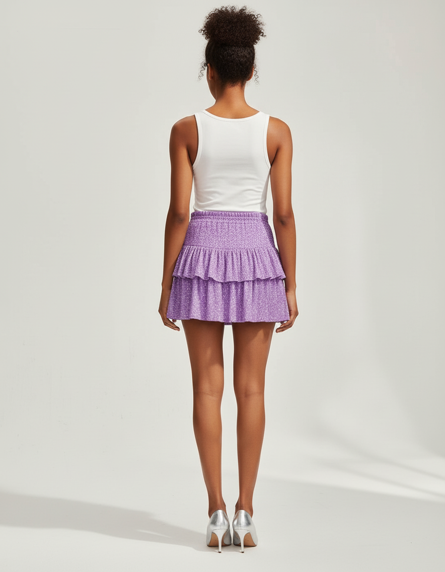 Jupe Paillette Violette Volants Plissée