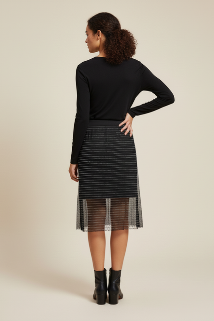 Jupe Paillette Noire Maille Élégante