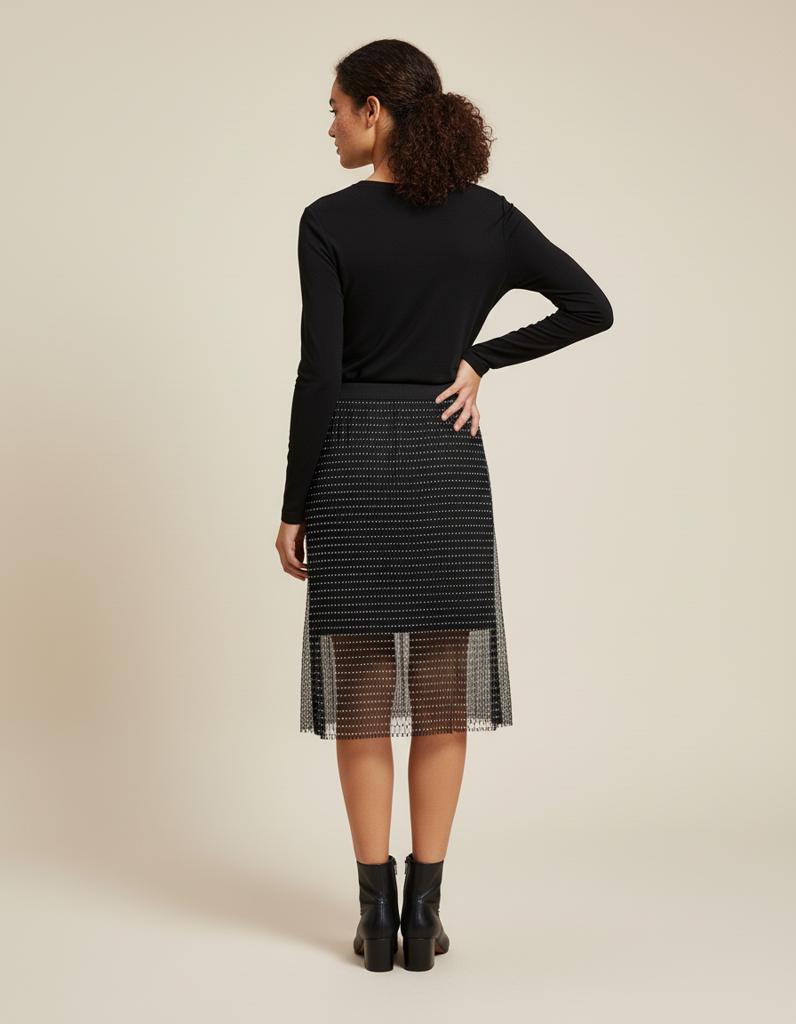 Jupe Paillette Noire Maille Élégante