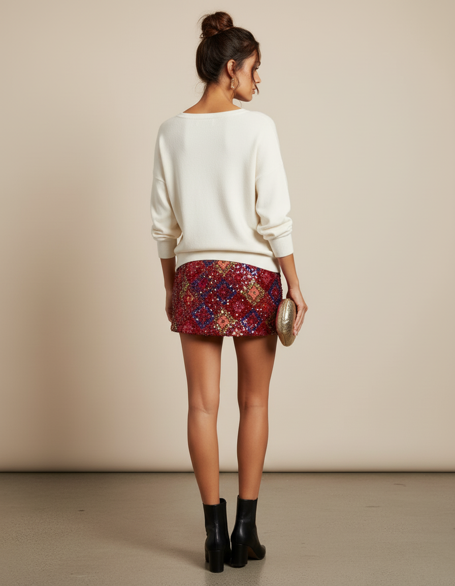 Jupe Paillette Mini Multicolore Chic
