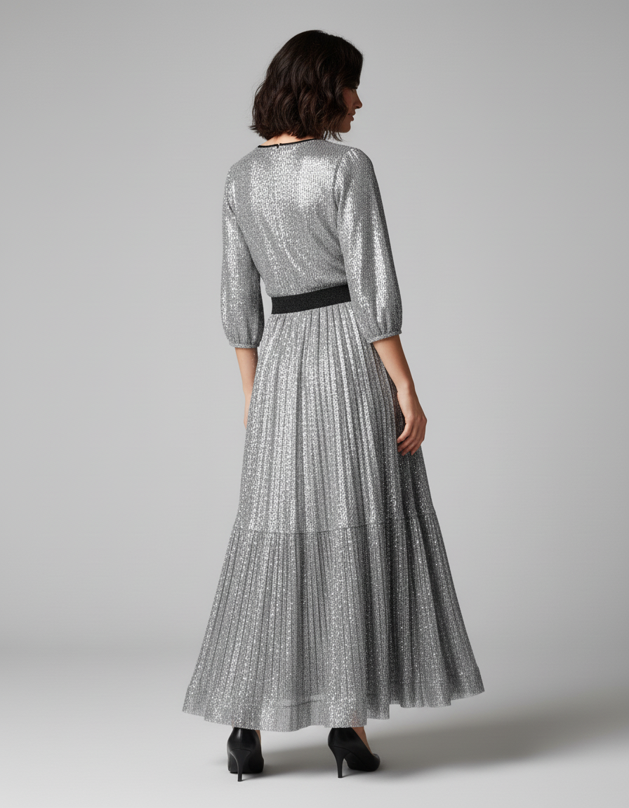 Jupe Longue Plissée Paillette