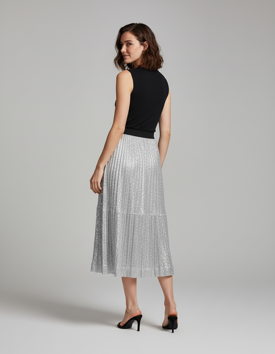 Jupe Paillettes Argent