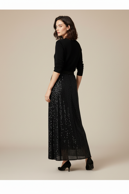 Jupe Longue Noir Paillette