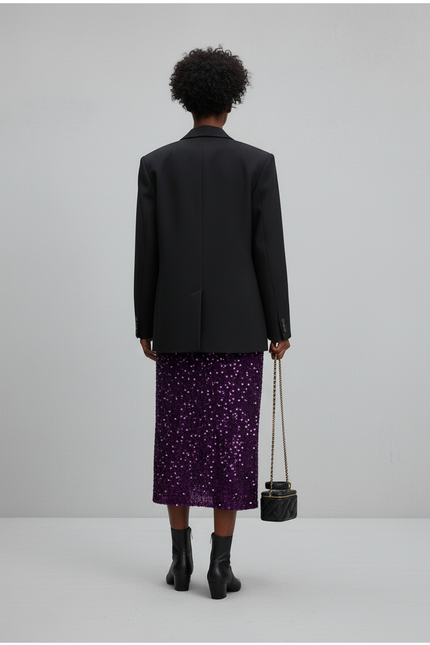 Jupe Paillette Violette Longue Élégante