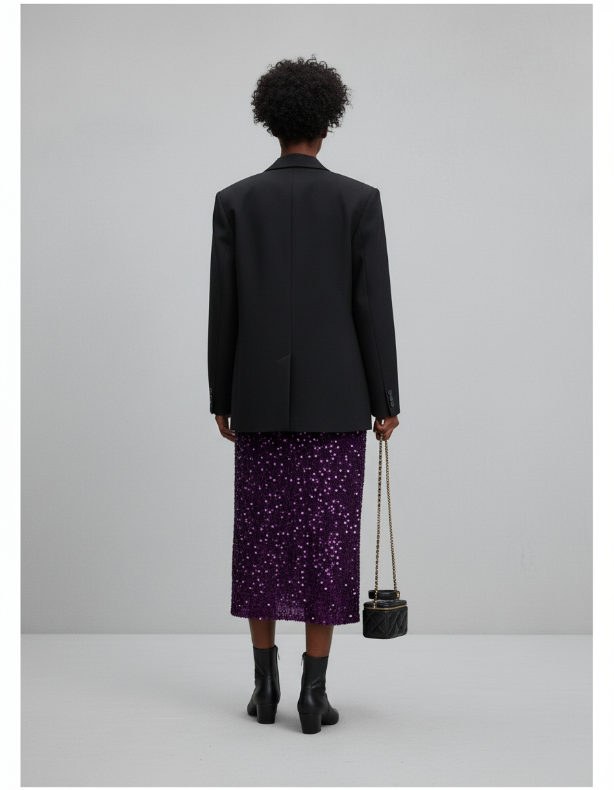 Jupe Paillette Violette Longue Élégante