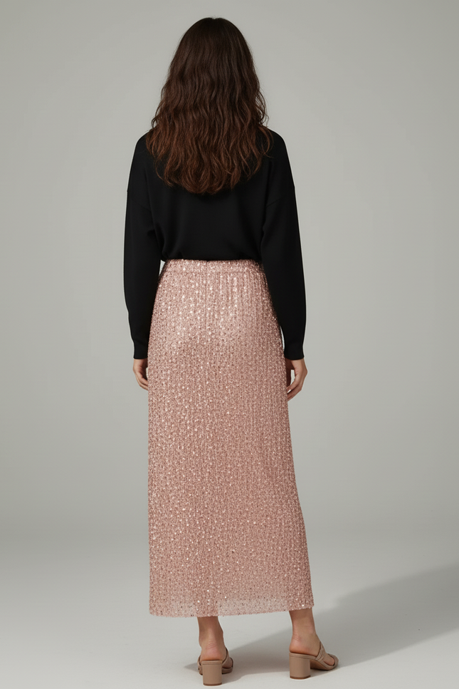 Jupe Paillette Rose Longue Élégante