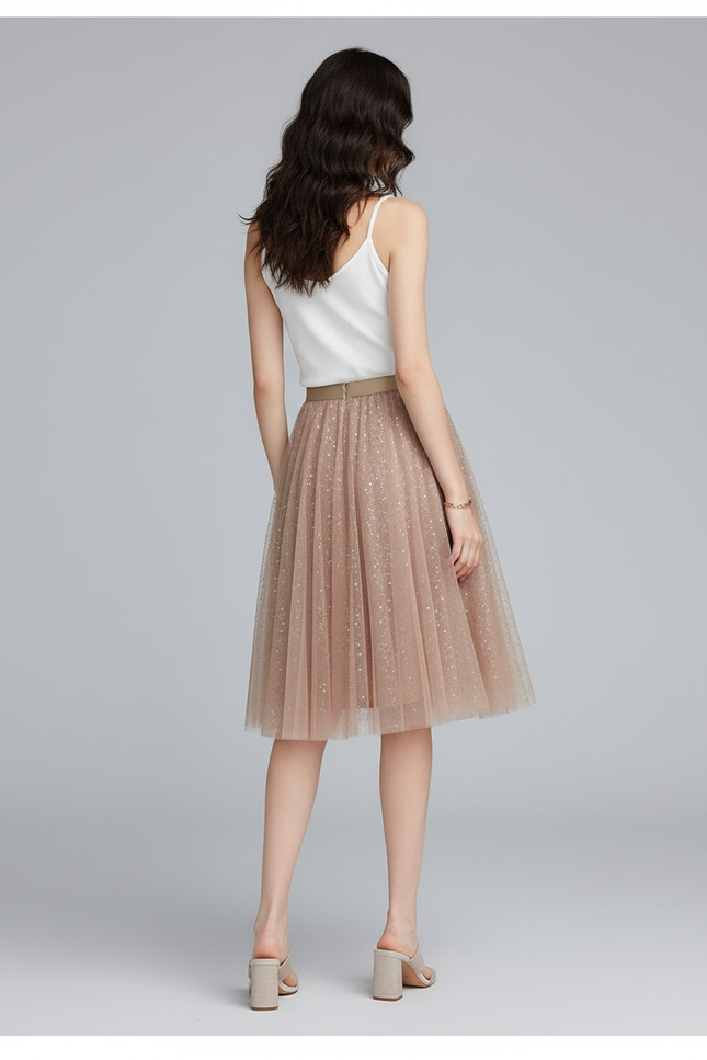 Jupe Paillette Beige