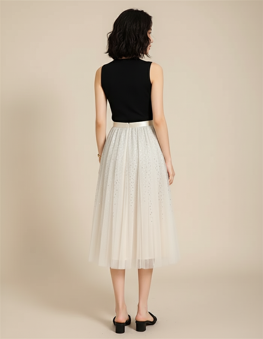 Jupe Longue Transparente Paillette