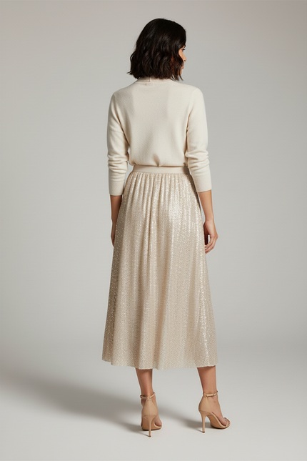 Jupe Paillette Champagne Évasée Élégante