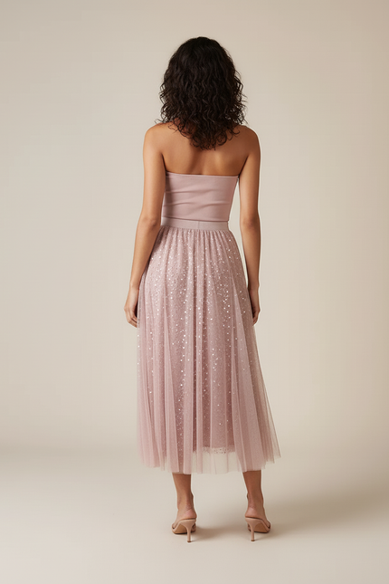 Jupe Paillette Rose Tulle Élégante