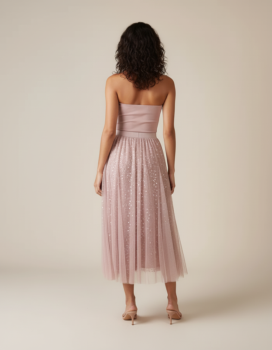Jupe Paillette Rose Tulle Élégante