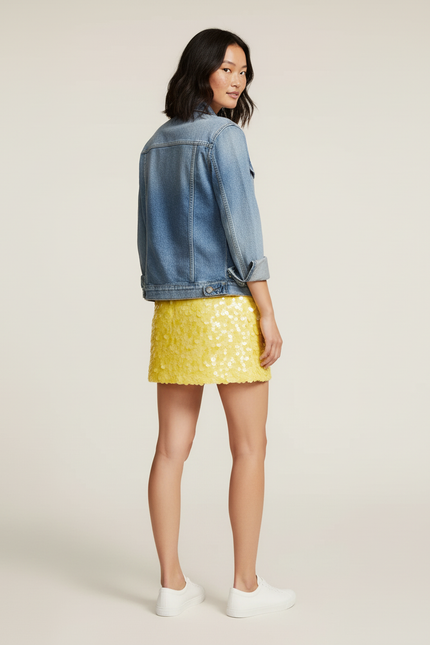 Jupe Paillette Jaune Mini Chic