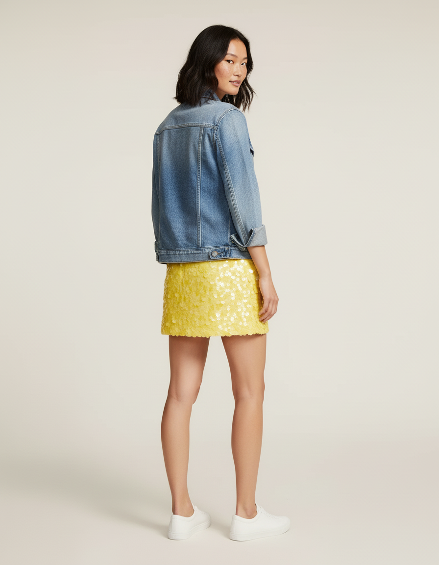Jupe Paillette Jaune Mini Chic
