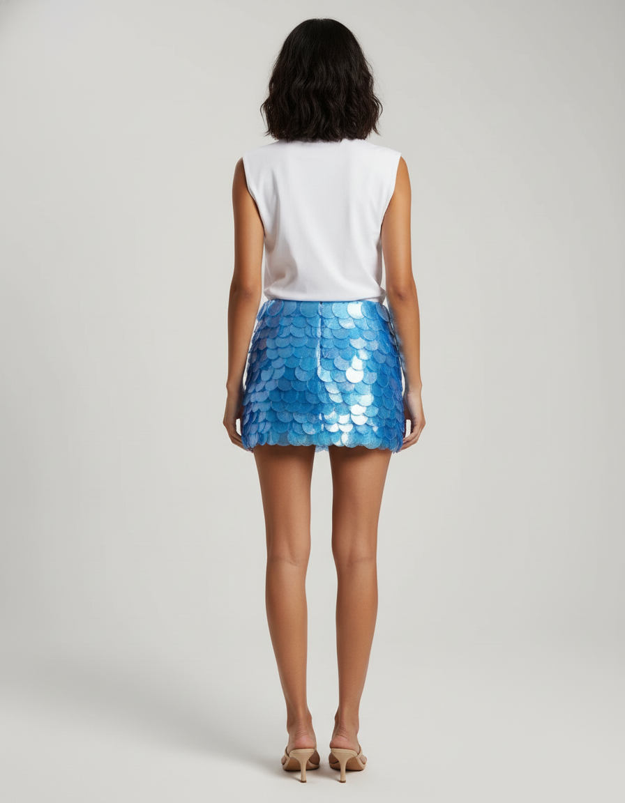 Jupe Paillette Bleue Mini Sexy
