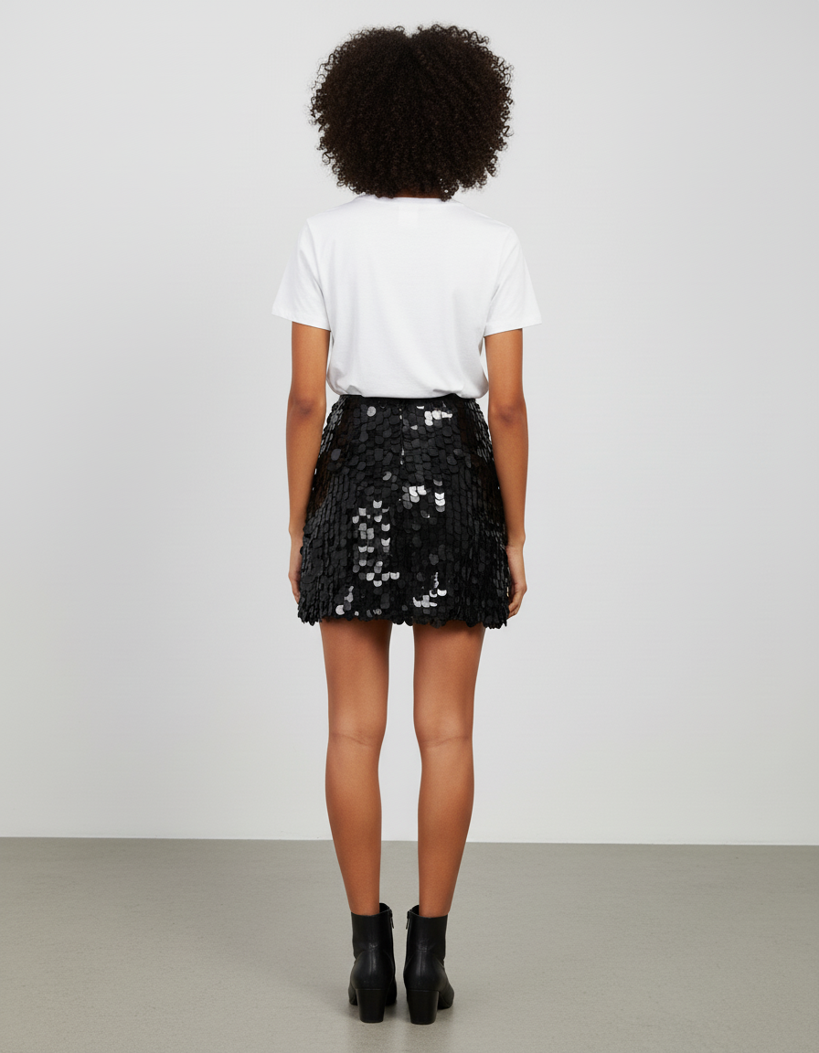 Jupe Paillette Noire Mini Sexy