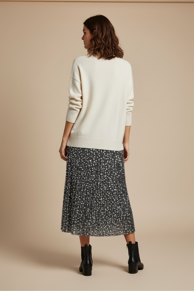 Jupe Paillette Noire Fluide Élégante