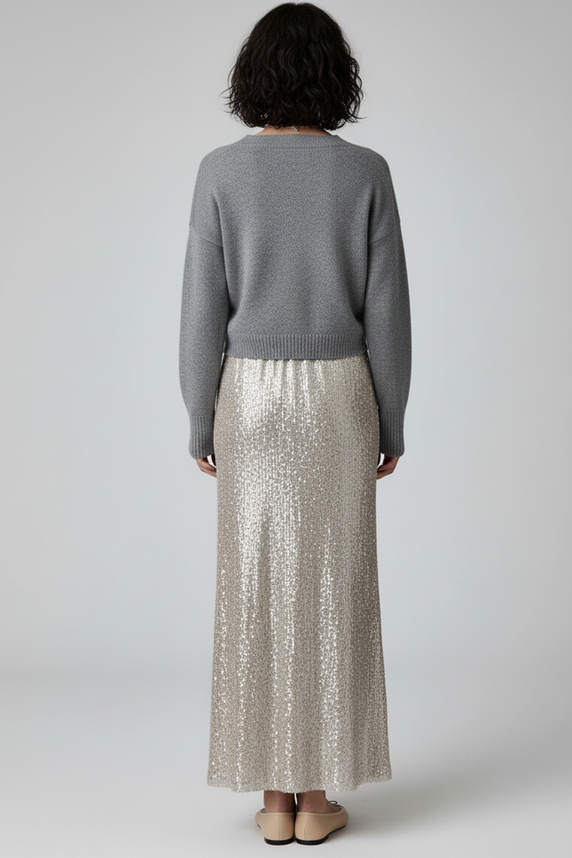 Jupe Paillette Dorée Longue Élégante
