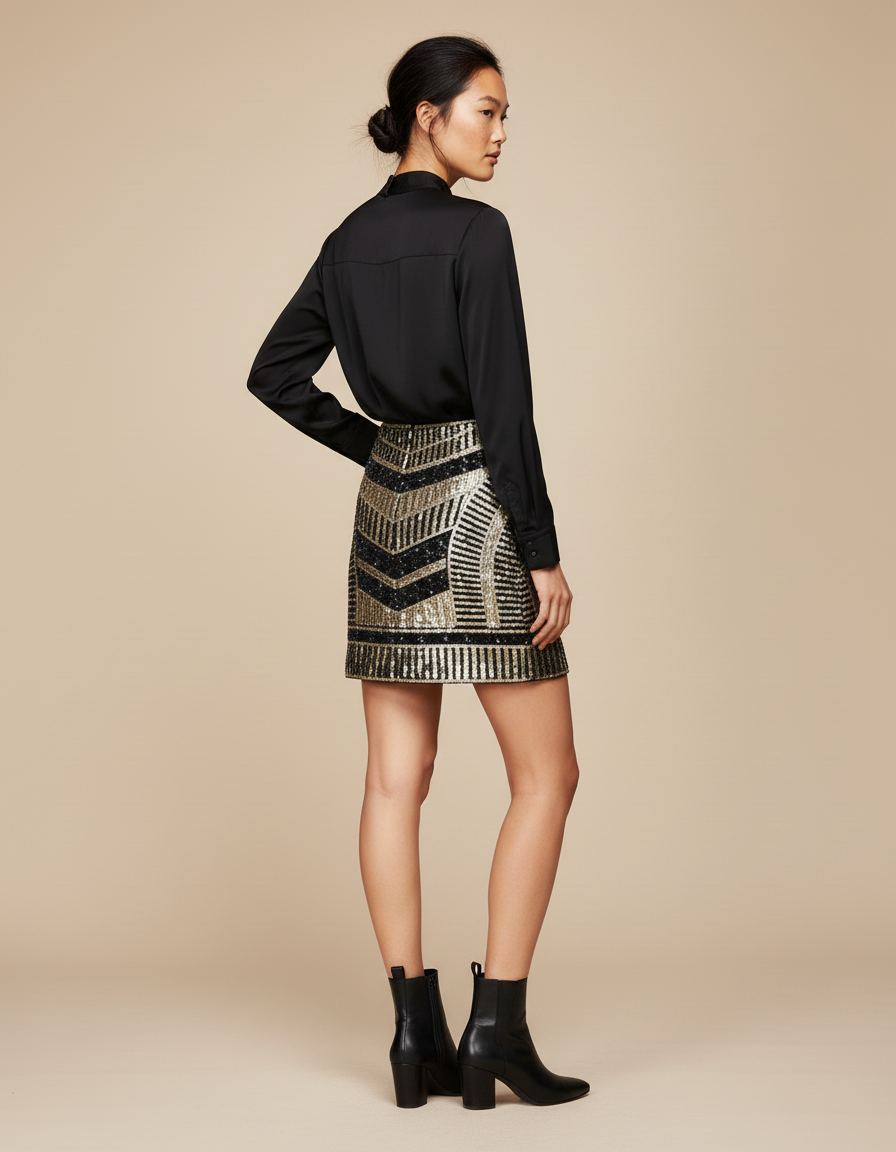 Jupe Noir A Paillette