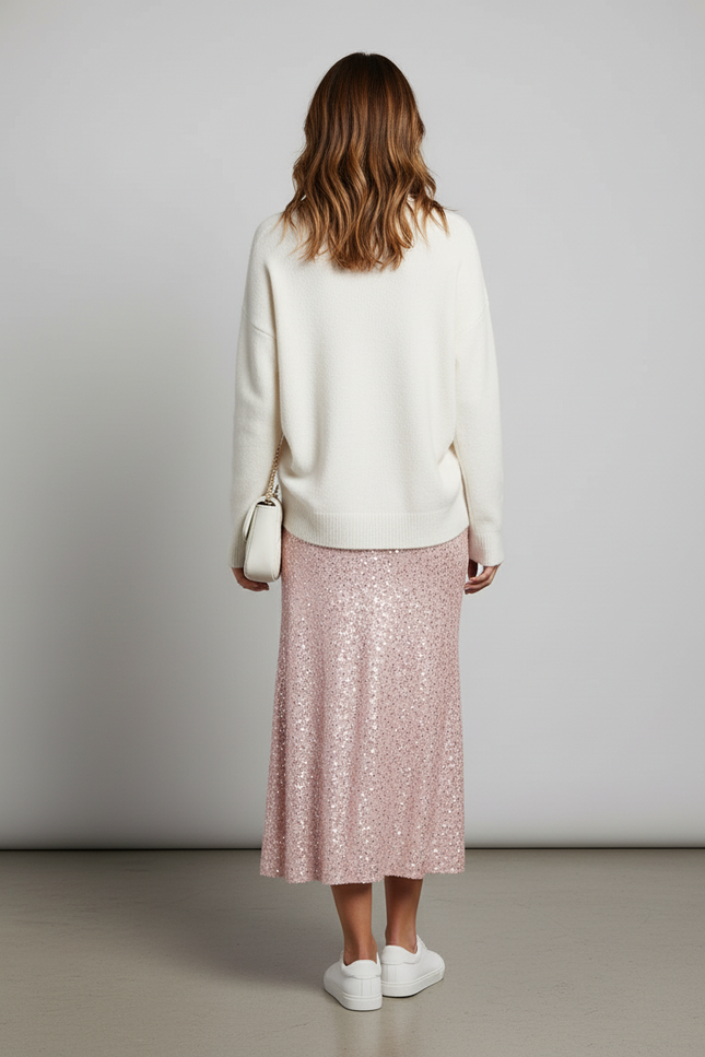 Jupe Paillette Rose Fluide Chic