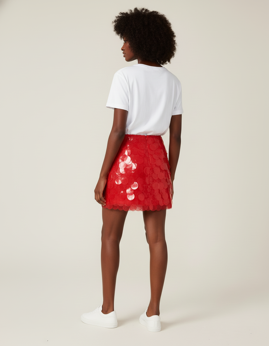 Jupe Paillette Rouge Mini Y2K