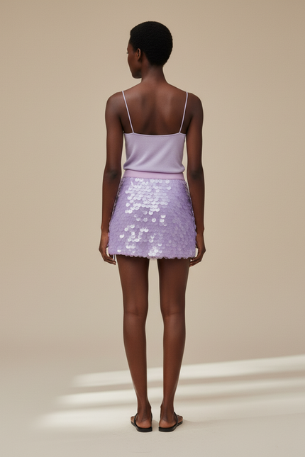 Jupe Paillette Lilas Moulante Sexy