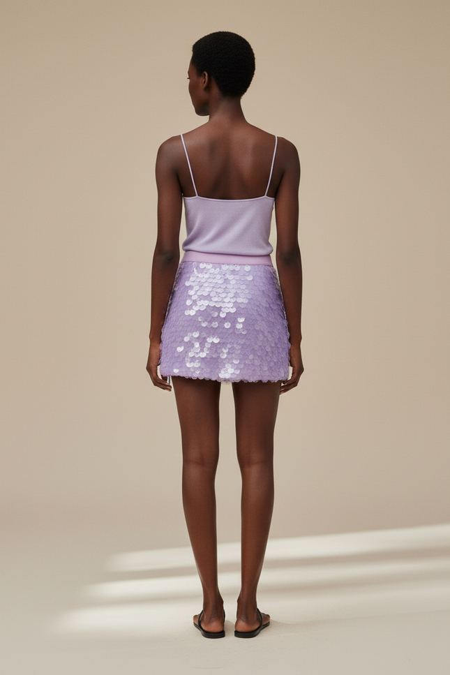 Jupe Paillette Lilas Moulante Sexy