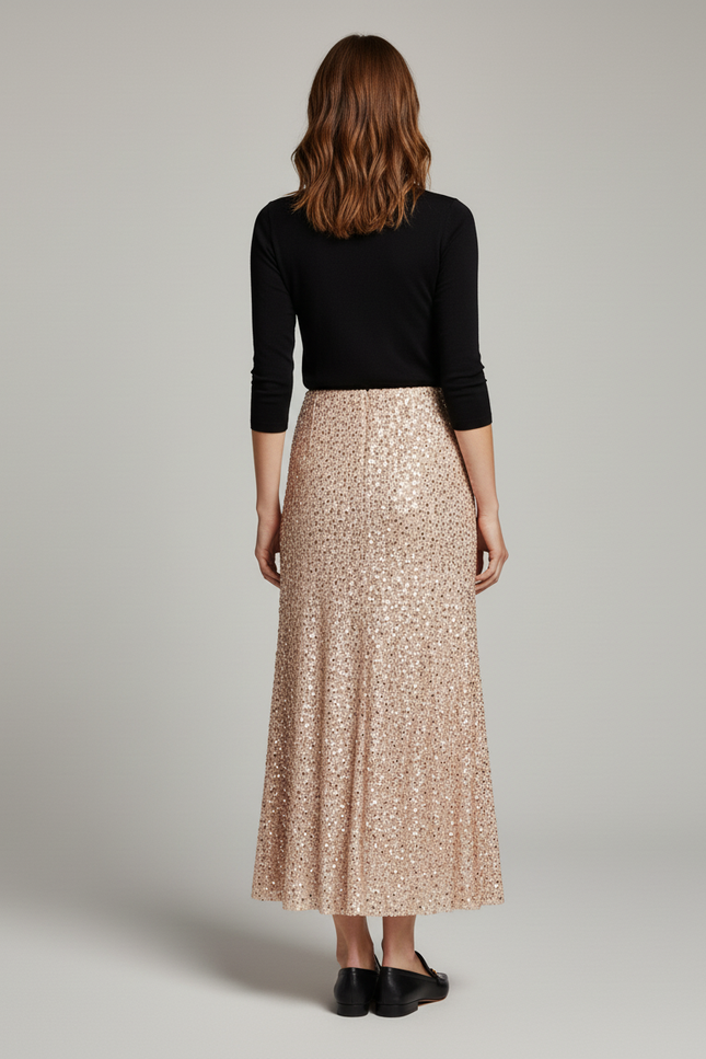Jupe Paillette Longue Dorée Élégante