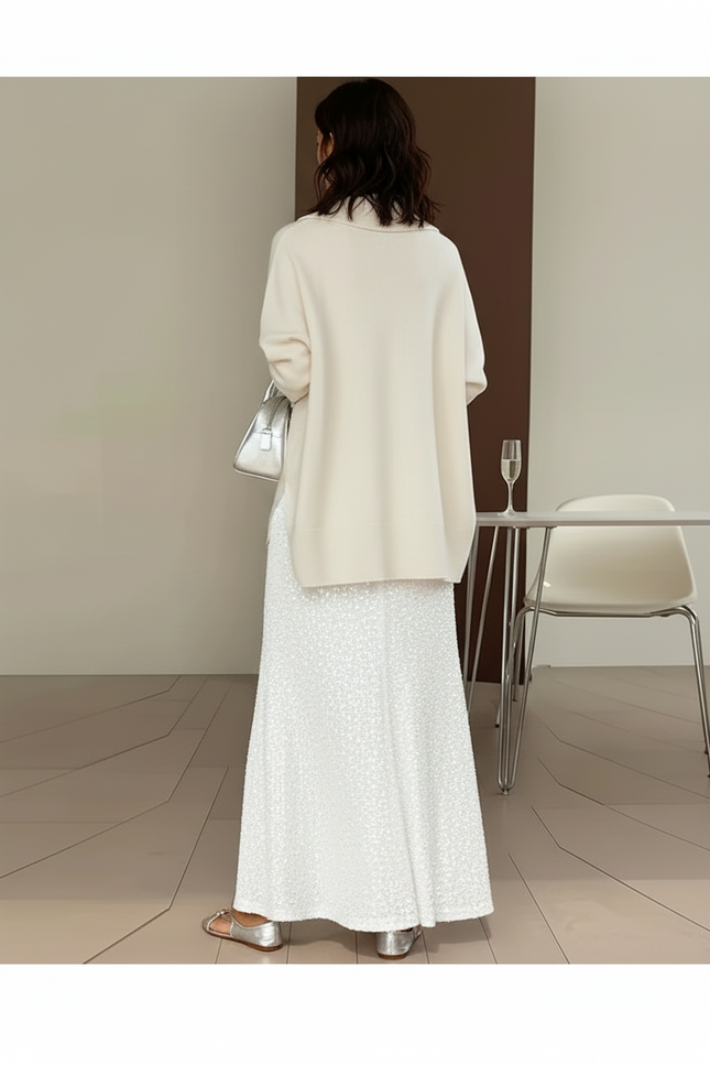 Jupe Paillette Blanche A-Line Élégante