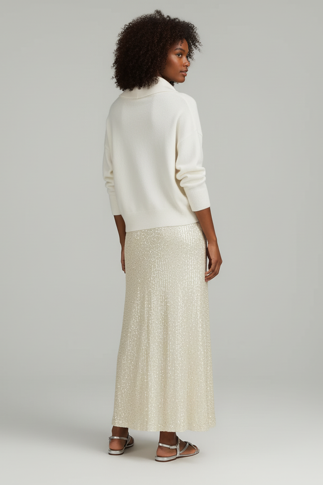 Jupe Paillette Dorée Longue Élégante