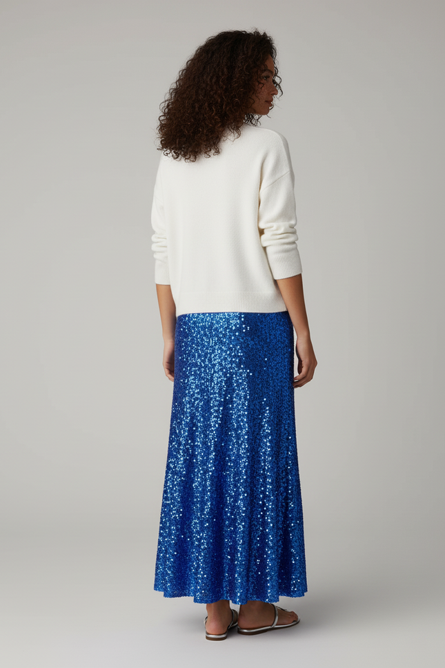 Jupe Paillette Bleue Longue Élégante