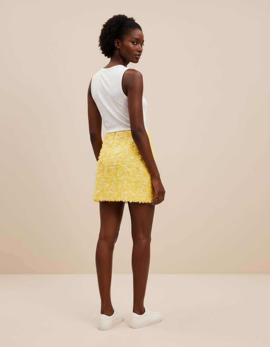 Jupe Paillette Jaune Mini Estivale