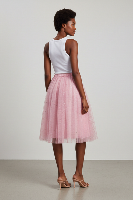 Jupe Paillette Rose Tulle Élégante