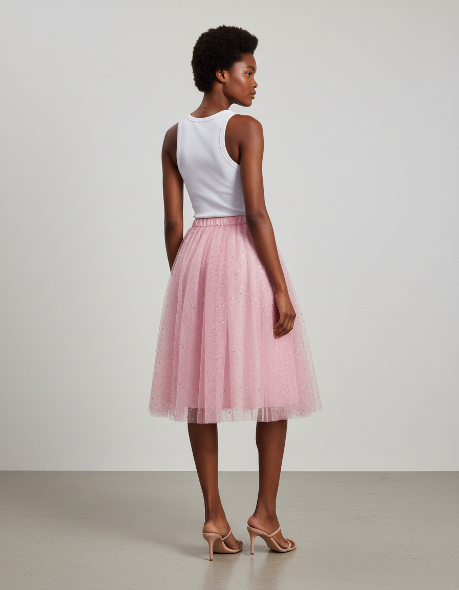 Jupe Paillette Rose Tulle Élégante
