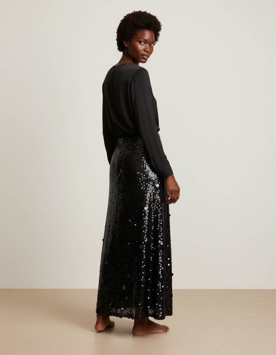 Jupe Paillette A-Line Longue Élégante