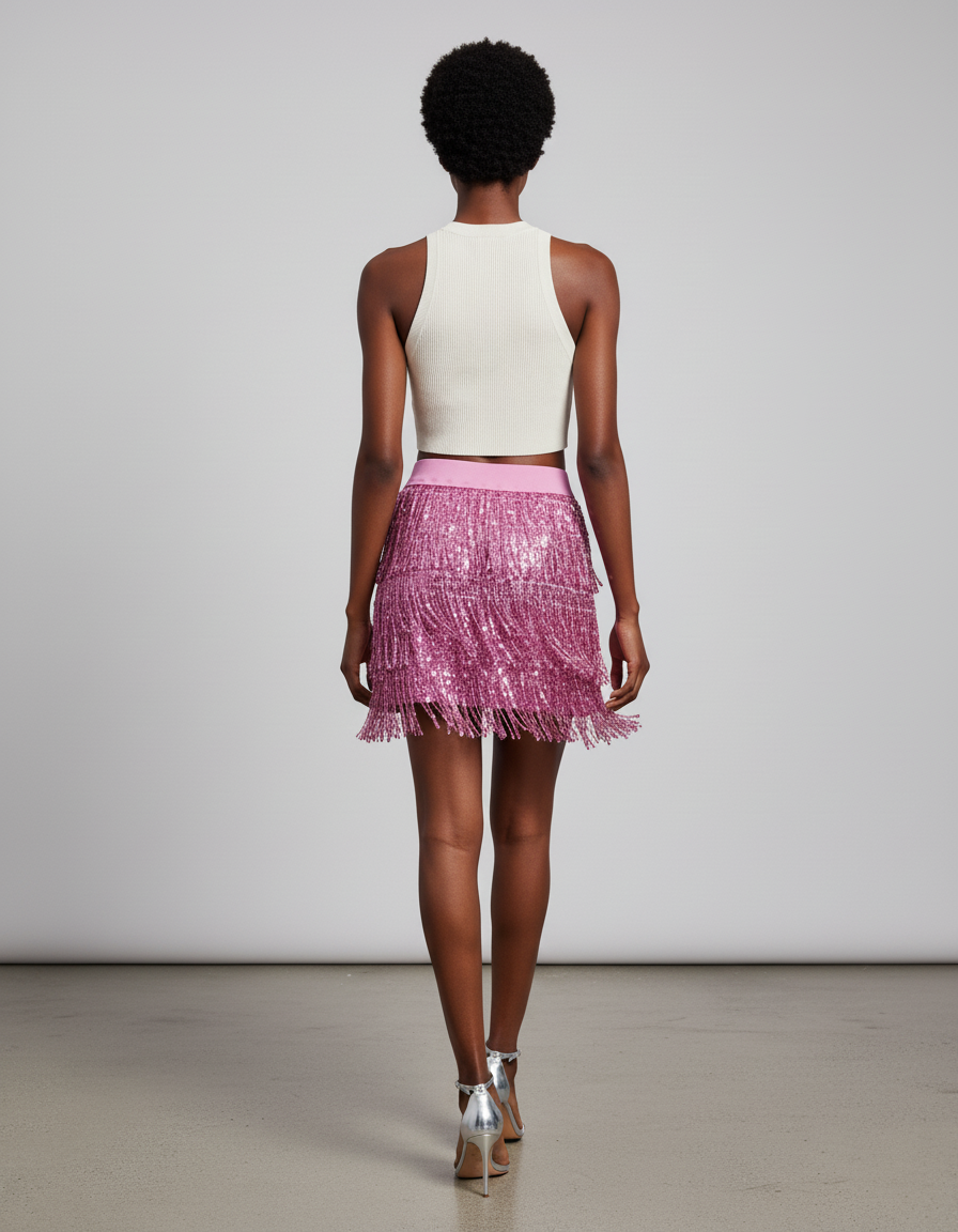 Jupe Paillettes Rose