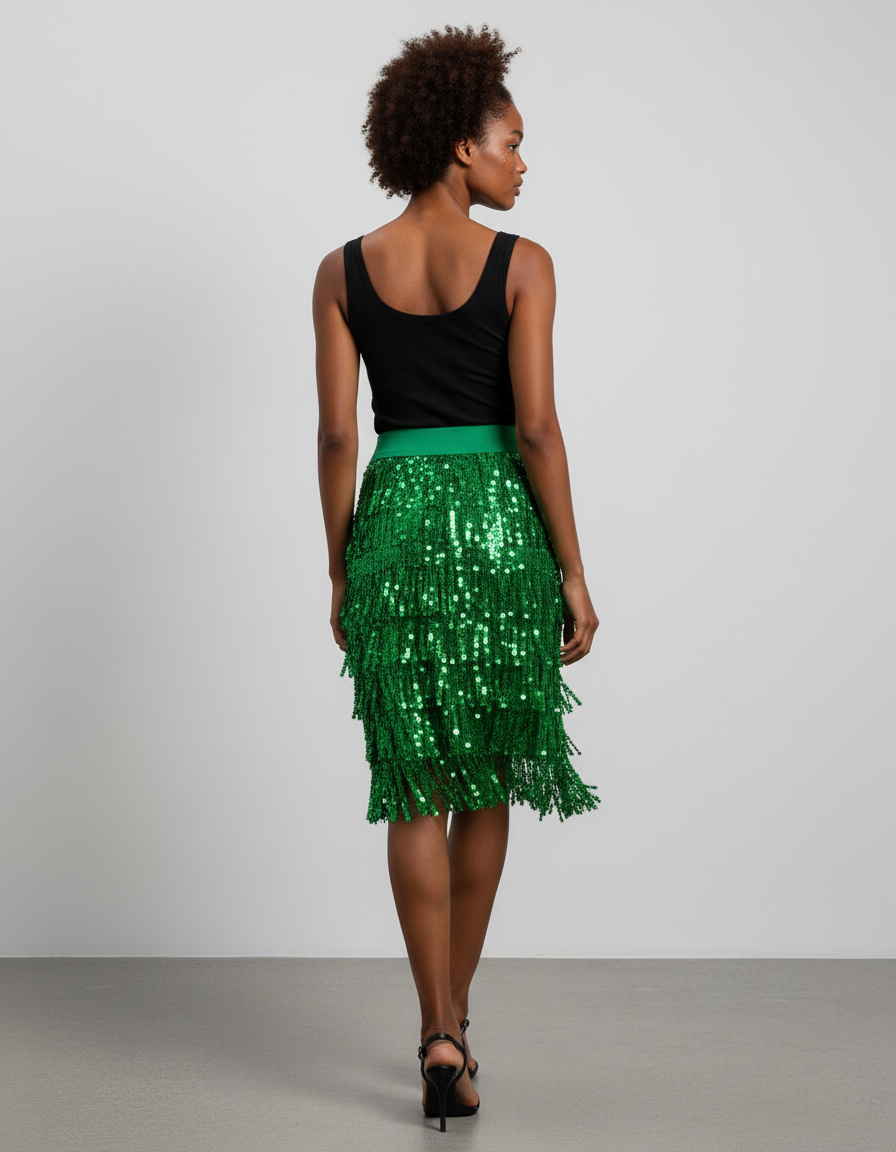 Jupe Pailletée Verte