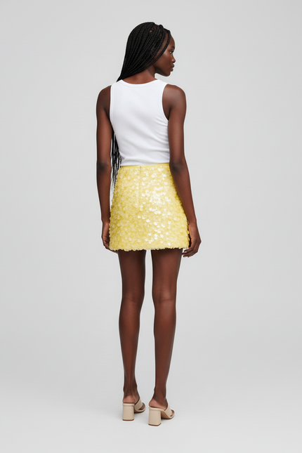 Jupe Paillette Jaune Mini Chic