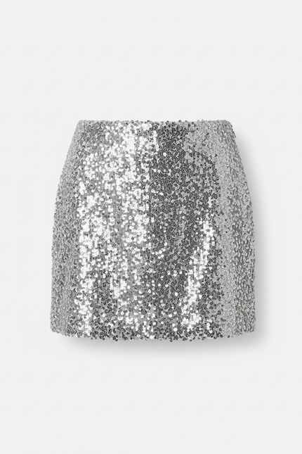 Jupe Paillette Argentée Mini Chic