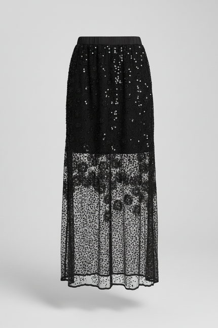 Jupe Paillette Noire Transparente Élégante
