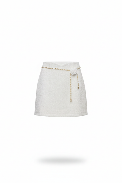 Jupe Paillette Blanche Tweed Chic