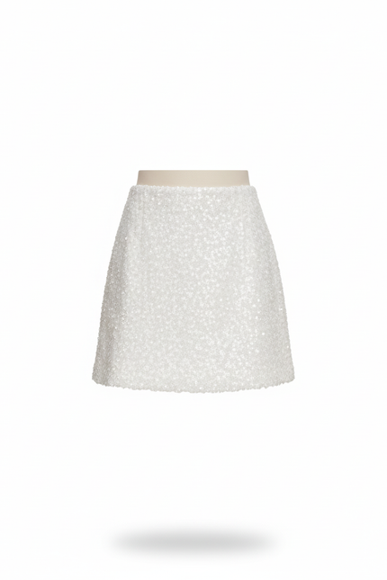 Jupe Paillette Mini Blanche Chic