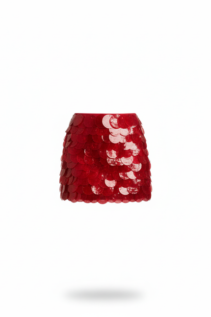 Jupe Paillette Rouge Mini Chic