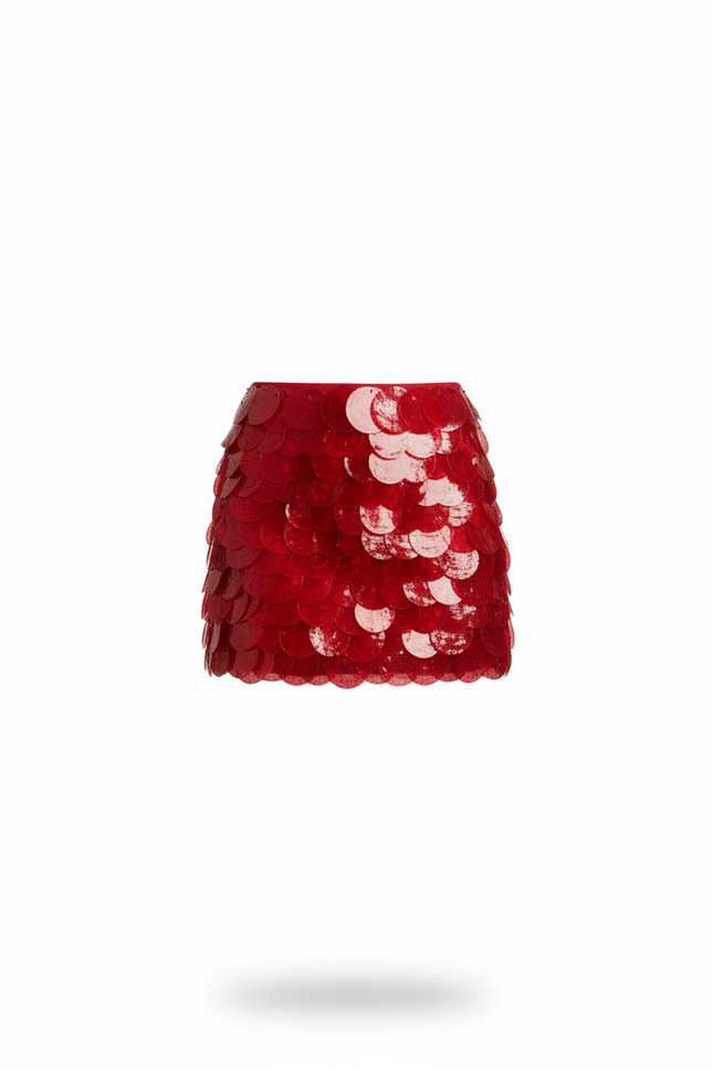 Jupe Paillette Rouge Mini Chic