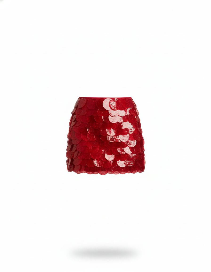 Jupe Paillette Rouge Mini Chic