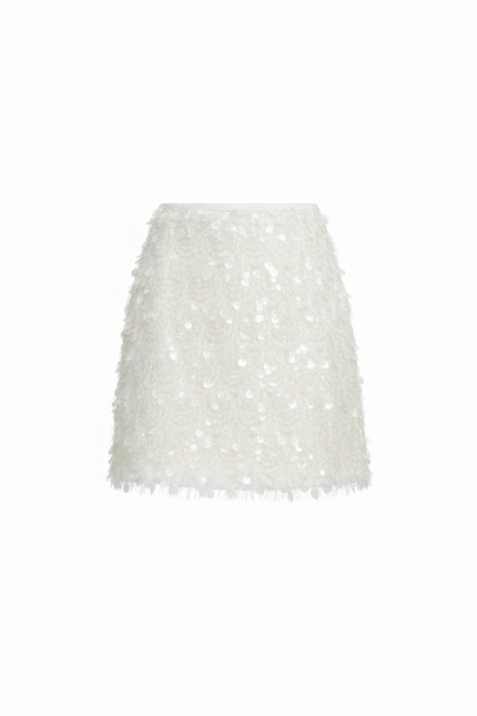 Jupe Paillette Blanche Texturée Chic